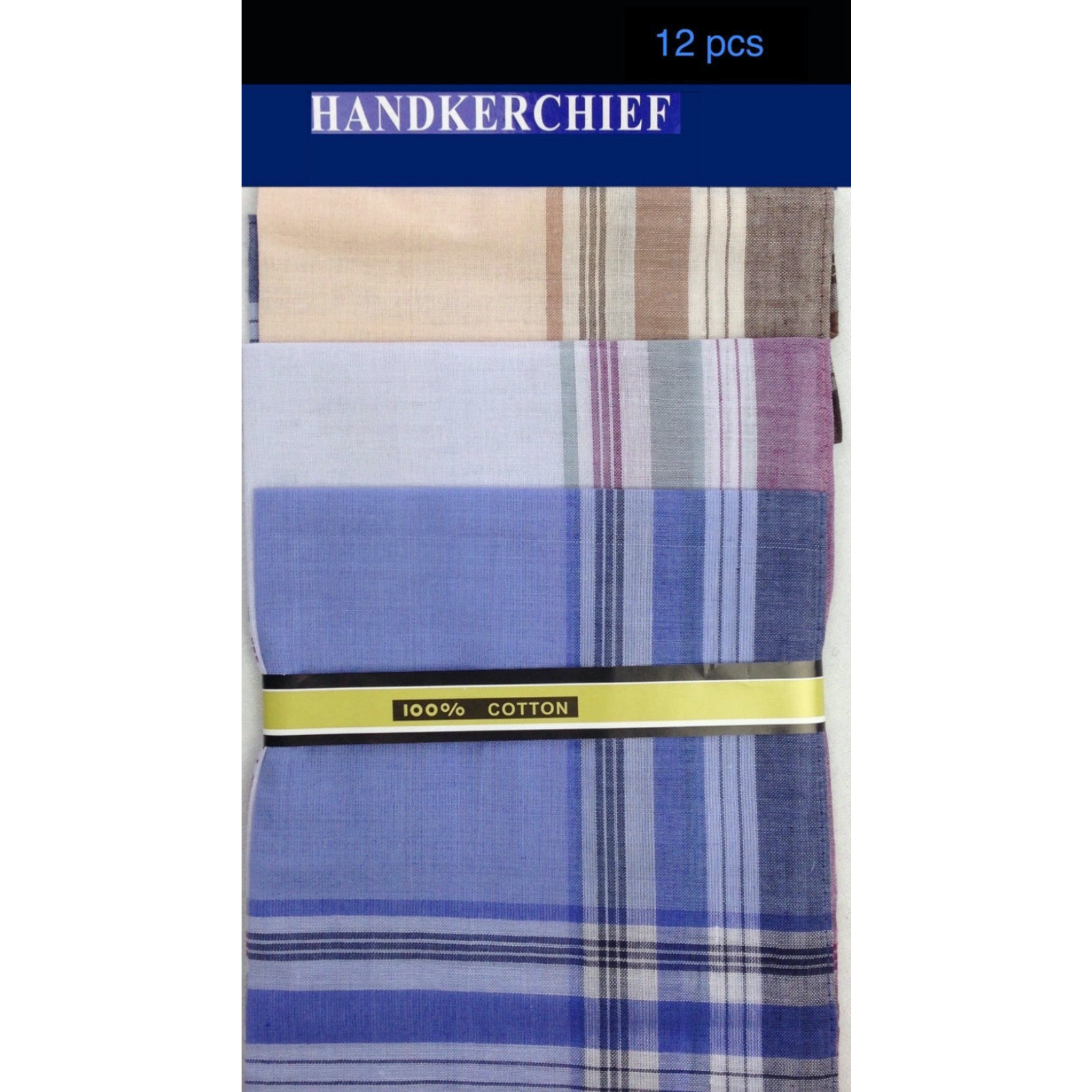 Mens HANDKERCHIEFS 100% Cotton Pocket Square Hanky Handkerchief 35x35cm - 12 Hankies 5