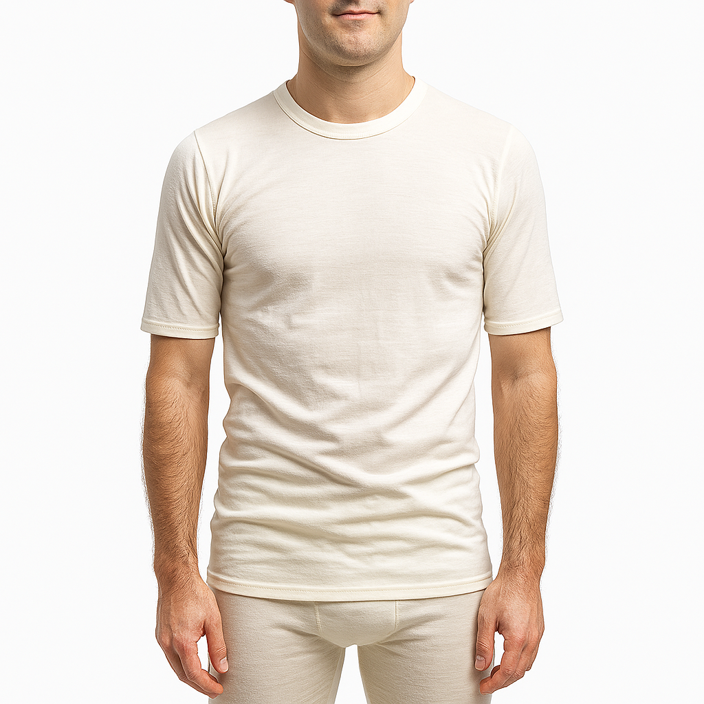 MERINO SKINS Crew Neck Short Sleeve T-Shirt Top 100% Wool Underwear Thermals in Natural - Medium (96cm) 5