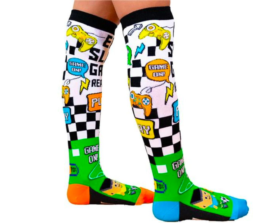 Video Game Toddler Long Knee High Socks - Boy's Unisex Pair - Multicolour 3