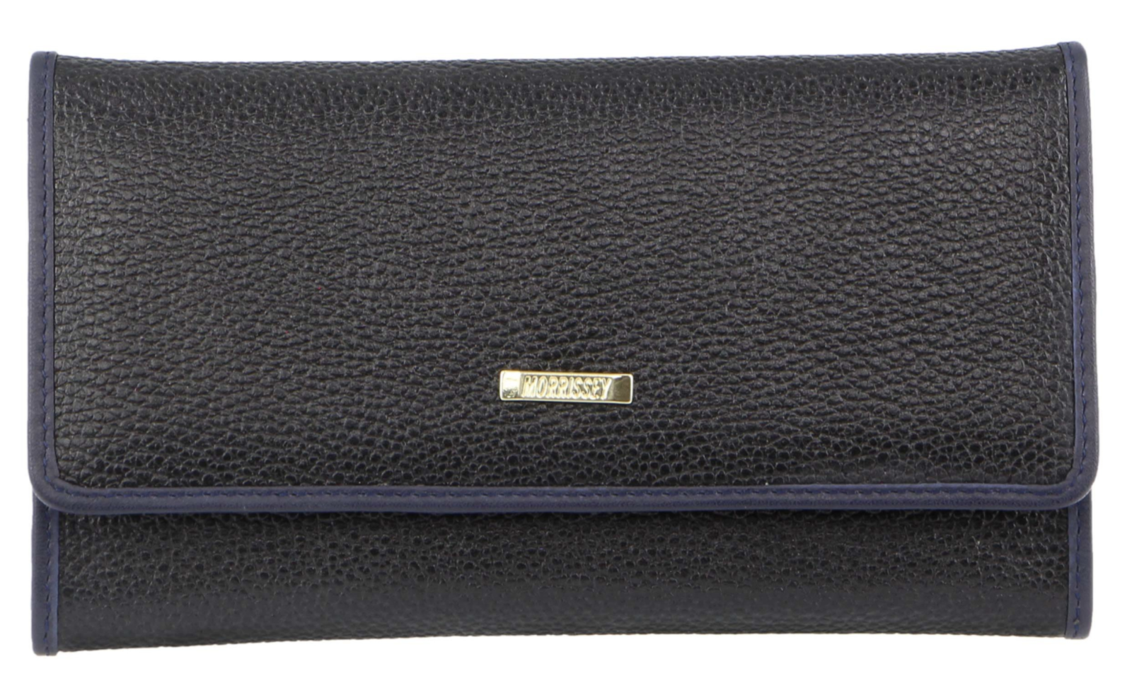 Morrissey Italian Structured Leather Flap Over Ladies Wallet - Black 3