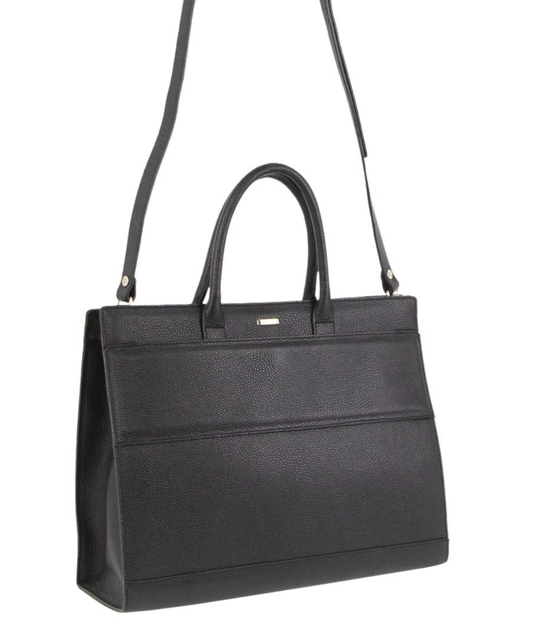 Morrissey Womens Italian Leather Laptop Bag Computer Tote Handbag - Black 3