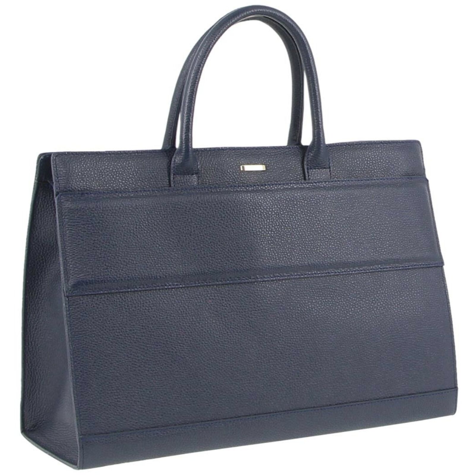 Morrissey Italian Structured Leather Tote Unisex Computer Bag Handbag - Navy 3