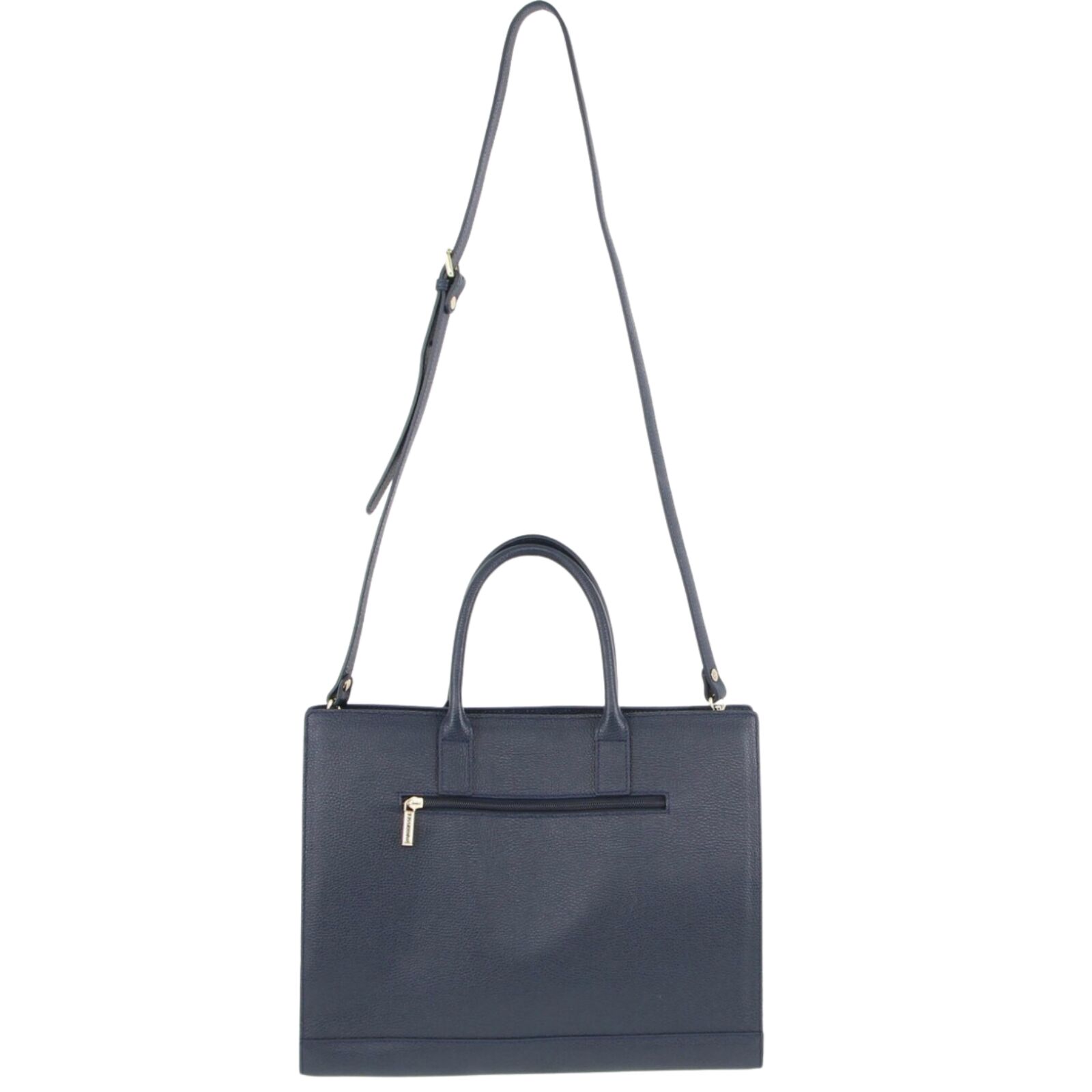Morrissey Italian Structured Leather Tote Unisex Computer Bag Handbag - Navy 5