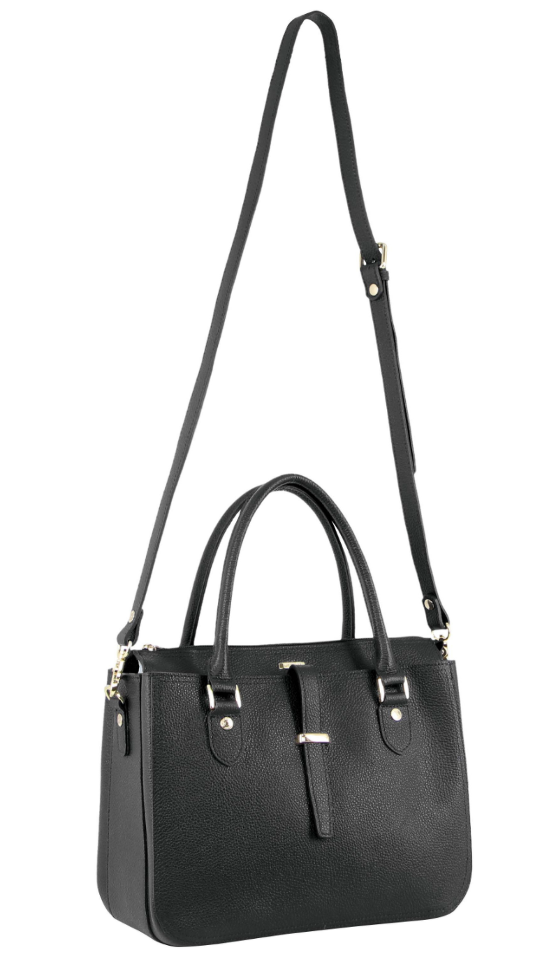 Morrissey Italian Womens Structured Leather Handbag Ladies Bag - Black 3