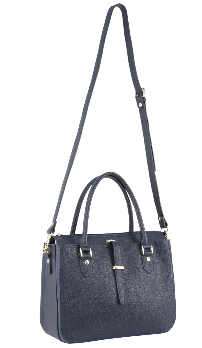 Morrissey Italian Womens Structured Leather Handbag Ladies Bag - Navy 3