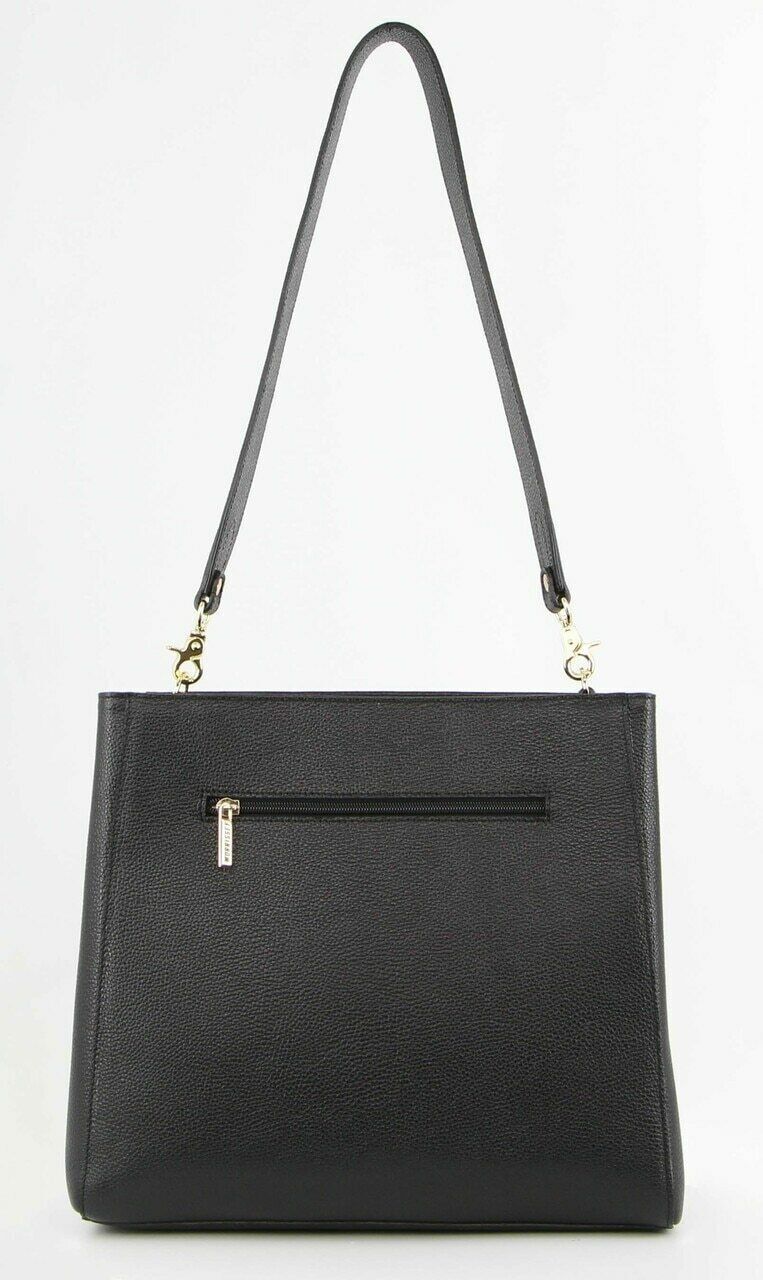 Morrissey Womens Italian Structured Leather Cross Body Bag Handbag Ladies - Black 4