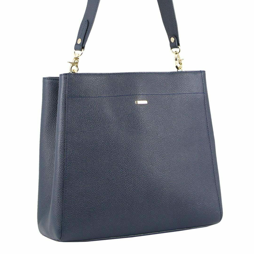 Morrissey Ladies Italian Structured Leather Cross Body Handbag Bag Womens - Navy 3