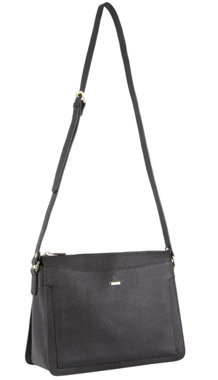 Morrissey Italian Structured Leather Cross Body Handbag Tote Bag (MO3162) - Black 3