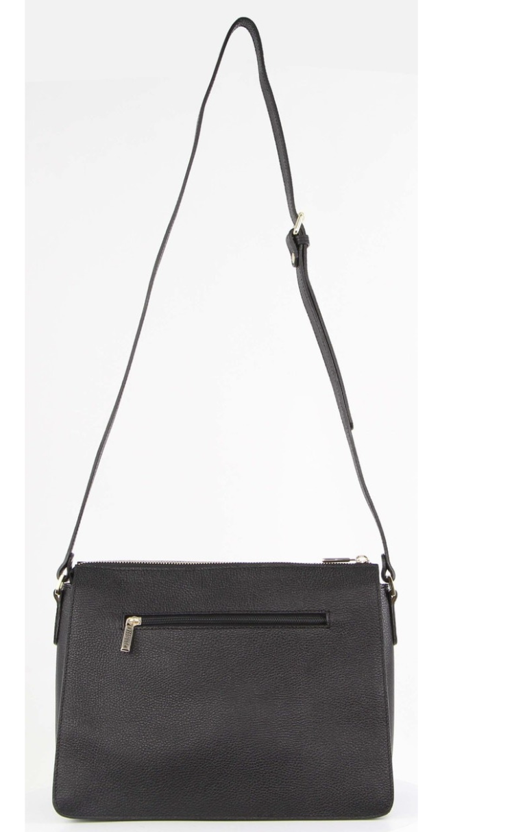 Morrissey Italian Structured Leather Cross Body Handbag Tote Bag (MO3162) - Black 4