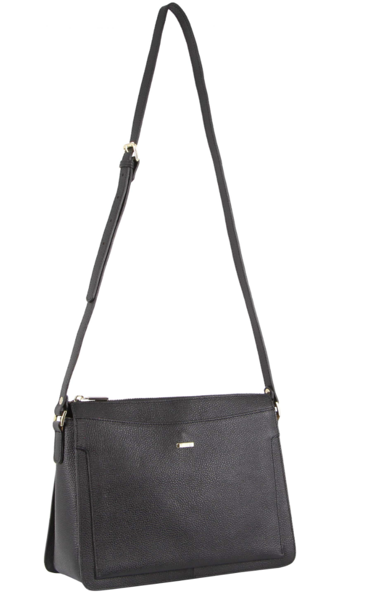 Morrissey Italian Structured Leather Cross Body Handbag Tote Bag (MO3162) - Black 5