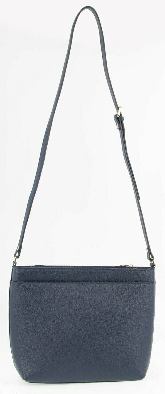 Morrissey Italian Womens Structured Leather Cross Body Handbag Bag Ladies - Navy 5