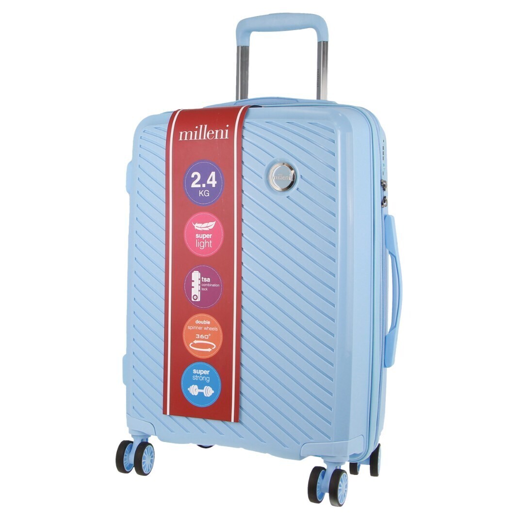 Pierre Cardin Inspired Milleni Cabin Luggage Bag Travel Carry On Suitcase 54cm (39L) - Blue 4