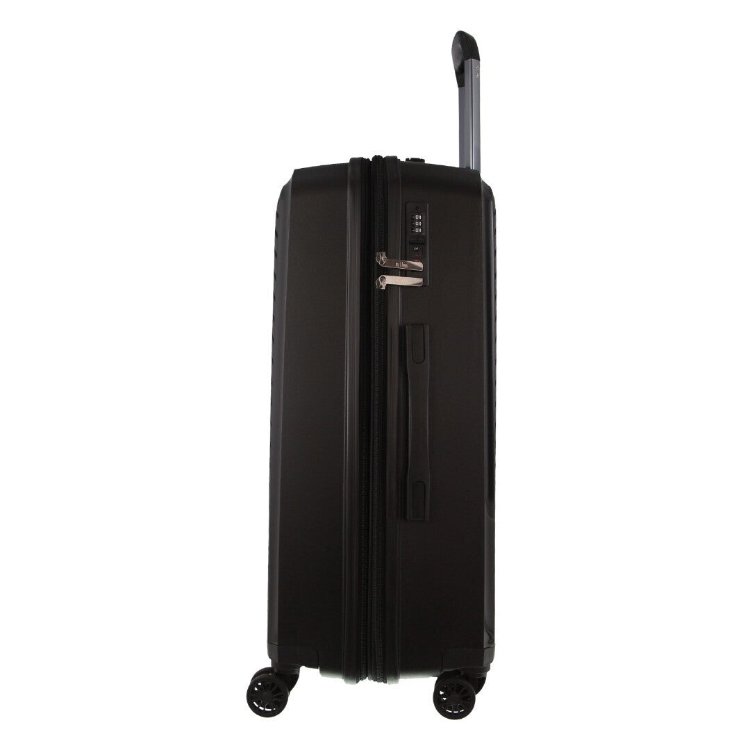 Pierre Cardin Inspired Milleni Checked Luggage Bag Travel Carry On Suitcase 65cm (82.5L) - Black 7
