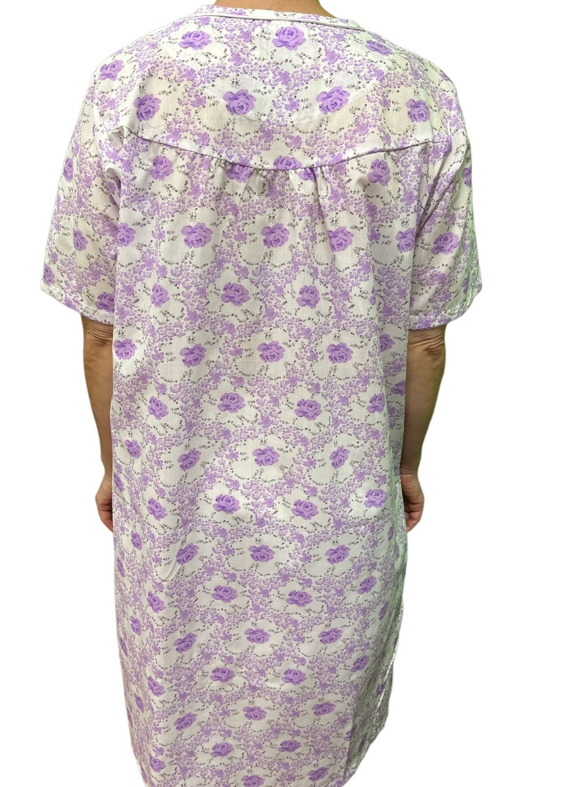Womens 100% Cotton Short Sleeve Nightie Gown Night Sleepwear Pyjamas PJ Pajamas - Lilac - 18 5