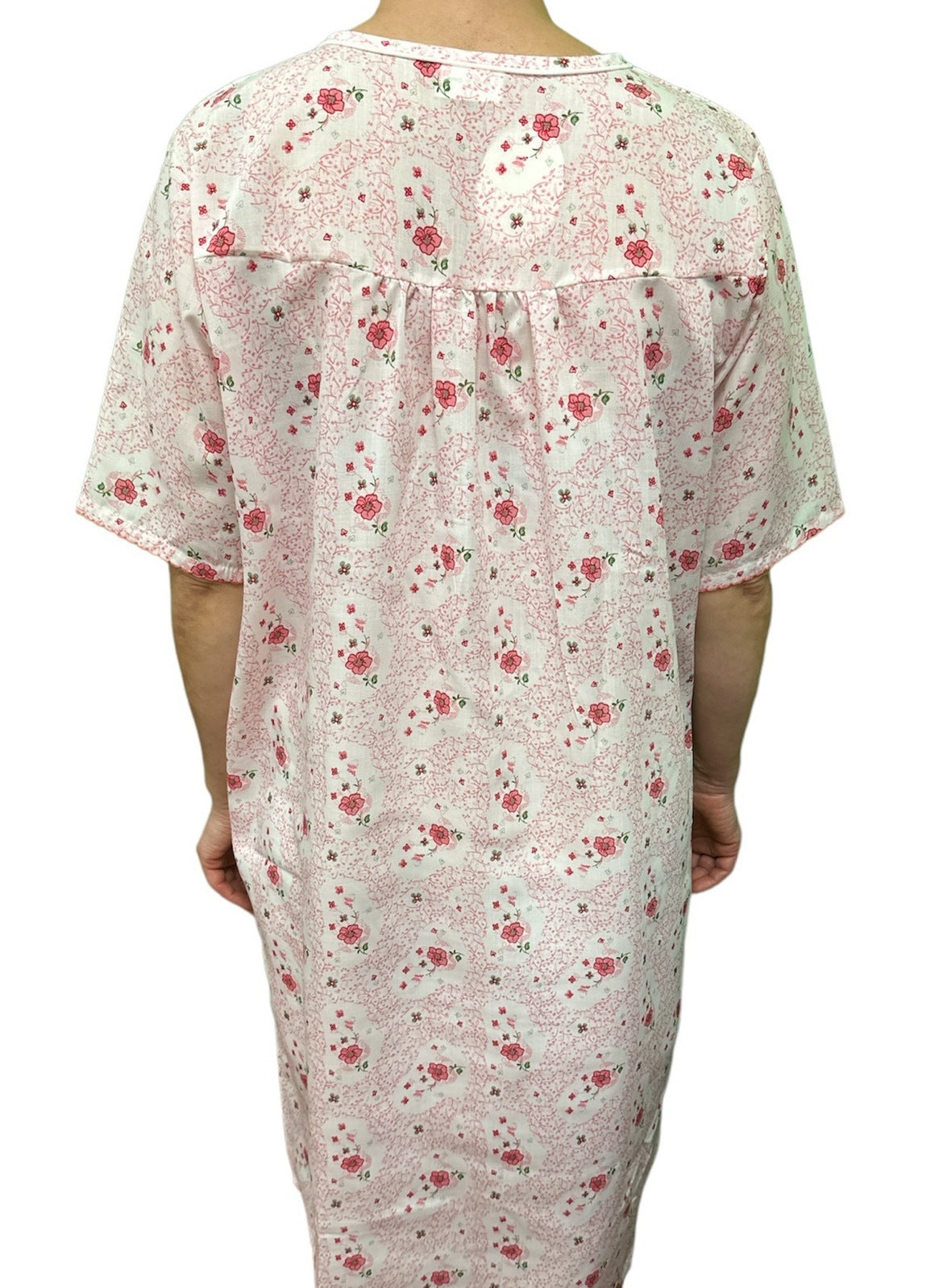 Womens 100% Cotton Short Sleeve Nightie Gown Night Sleepwear Pyjamas PJ Pajamas - Pink - 18 5