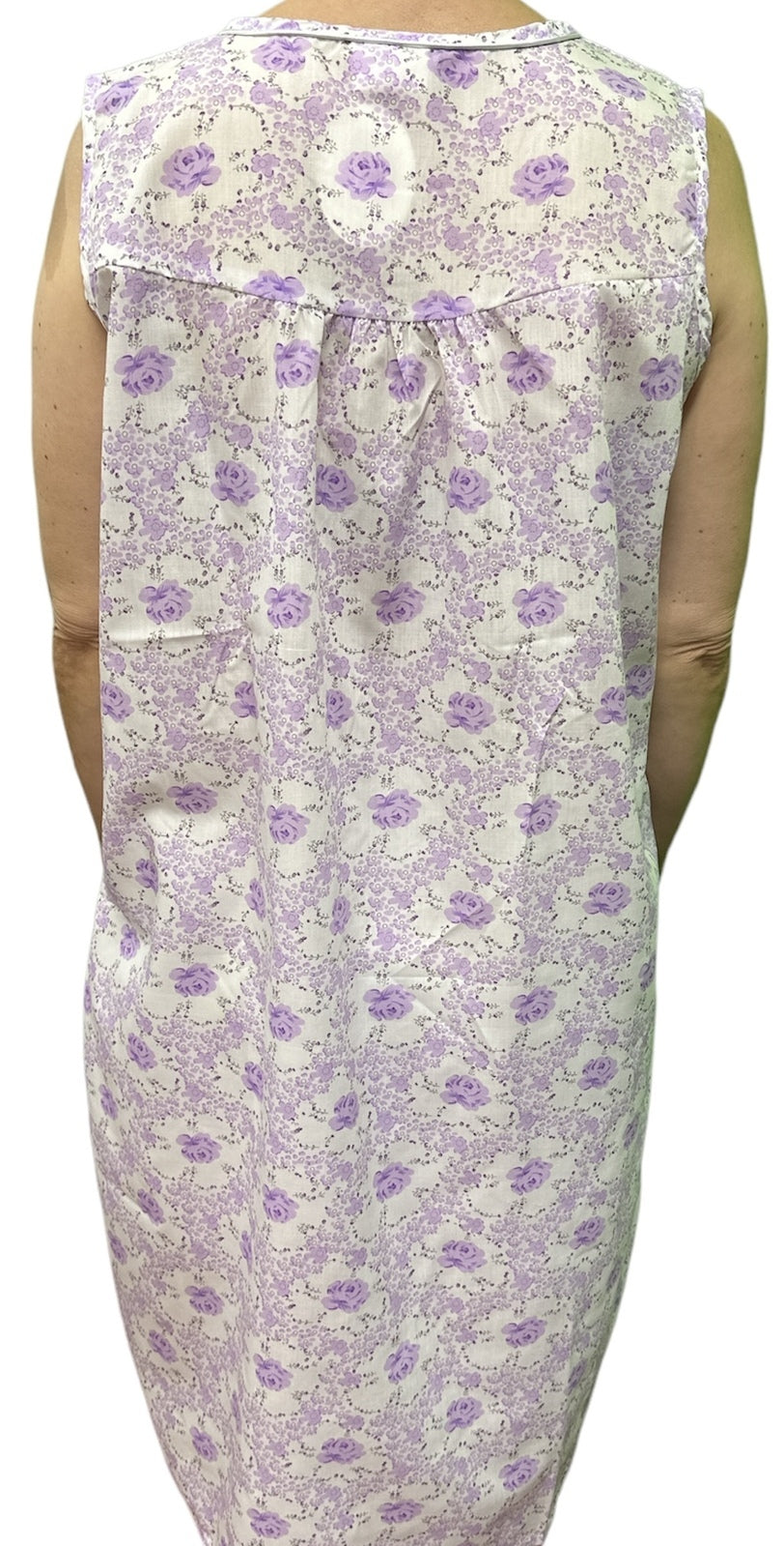 Womens 100% Cotton Sleeveless Nightie Gown Night Dress Pyjamas PJ Pajamas Sleep - Lilac - 12 5