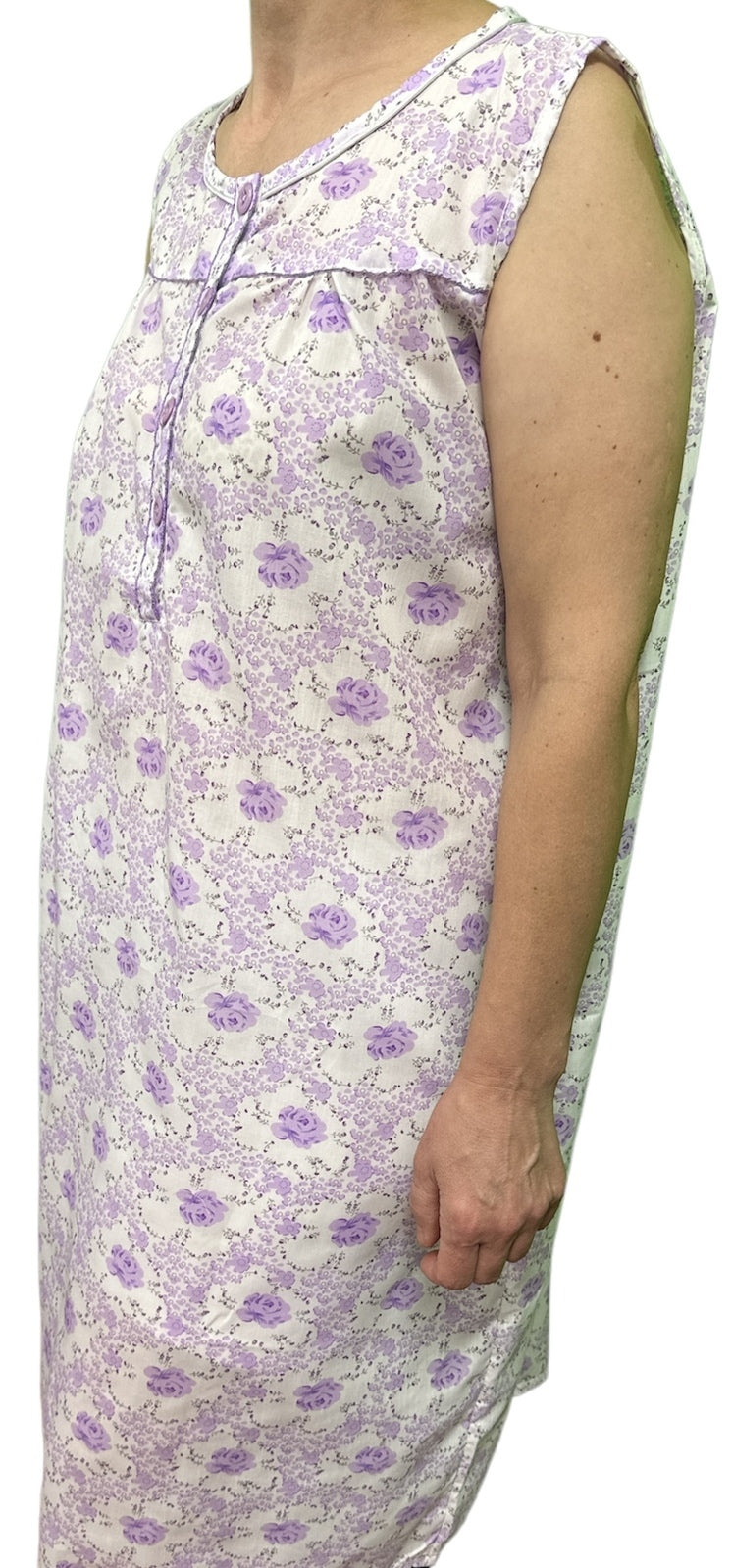 Womens 100% Cotton Sleeveless Nightie Gown Night Dress Pyjamas PJ Pajamas Sleep - Lilac - 16 4