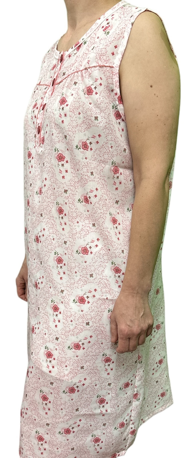 Womens 100% Cotton Sleeveless Nightie Gown Night Dress Pyjamas PJ Pajamas Sleep - Pink - 18 6