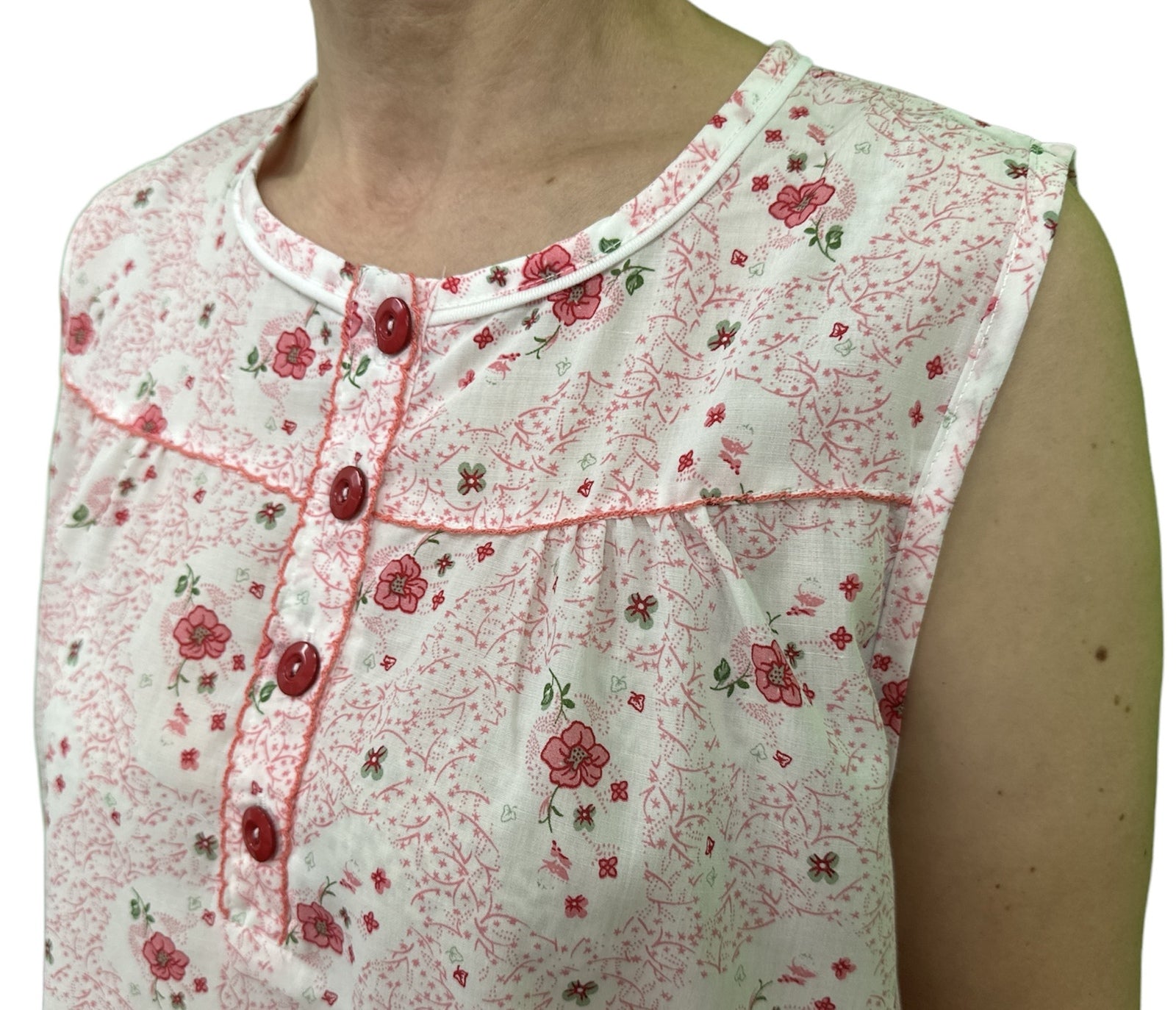 Womens 100% Cotton Sleeveless Nightie Gown Night Dress Pyjamas PJ Pajamas Sleep - Pink - 20 4