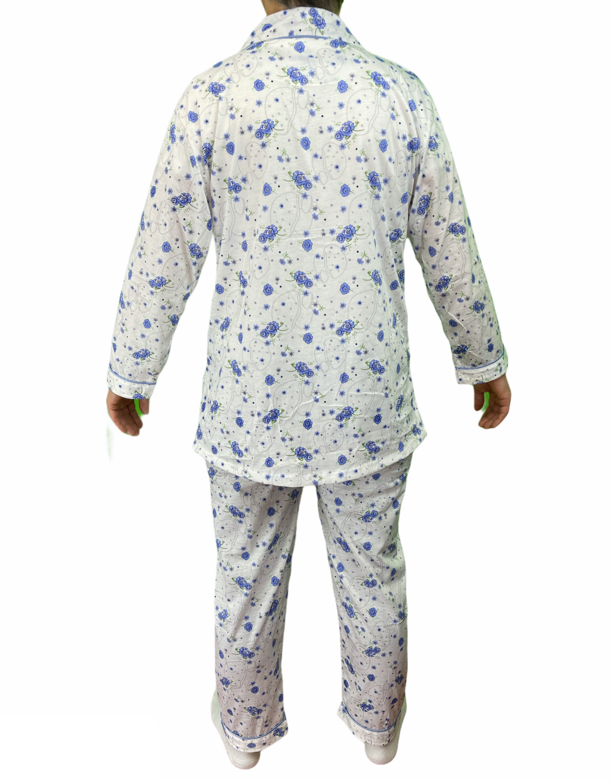 Womens PYJAMAS PJs Set Pajamas Ladies Cotton PJ Womens Long Sleeve Sleepwear - Blue - 12 5