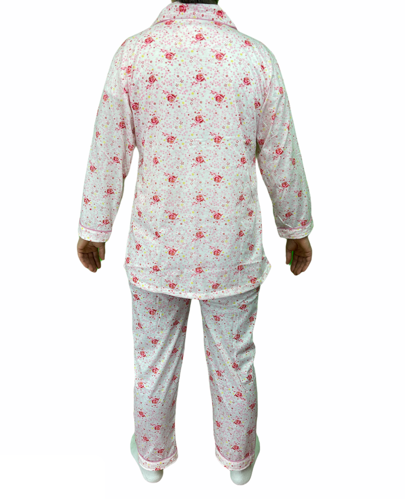 Womens PYJAMAS PJs Set Pajamas Ladies Cotton PJ Womens Long Sleeve Sleepwear - Pink - 12 5