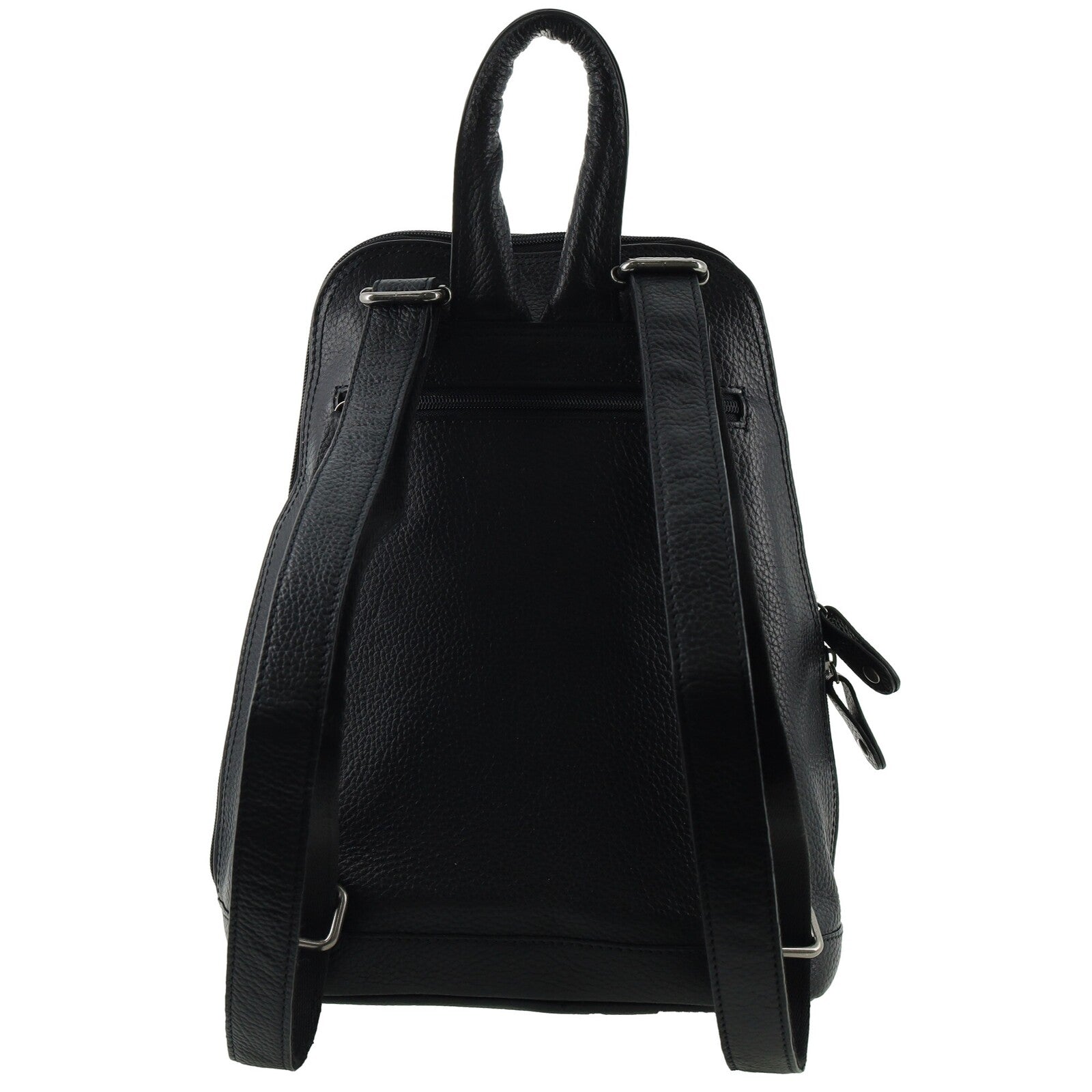 Milleni Womens Twin Zip Backpack Nappa Italian Leather Travel Bag - Black 3