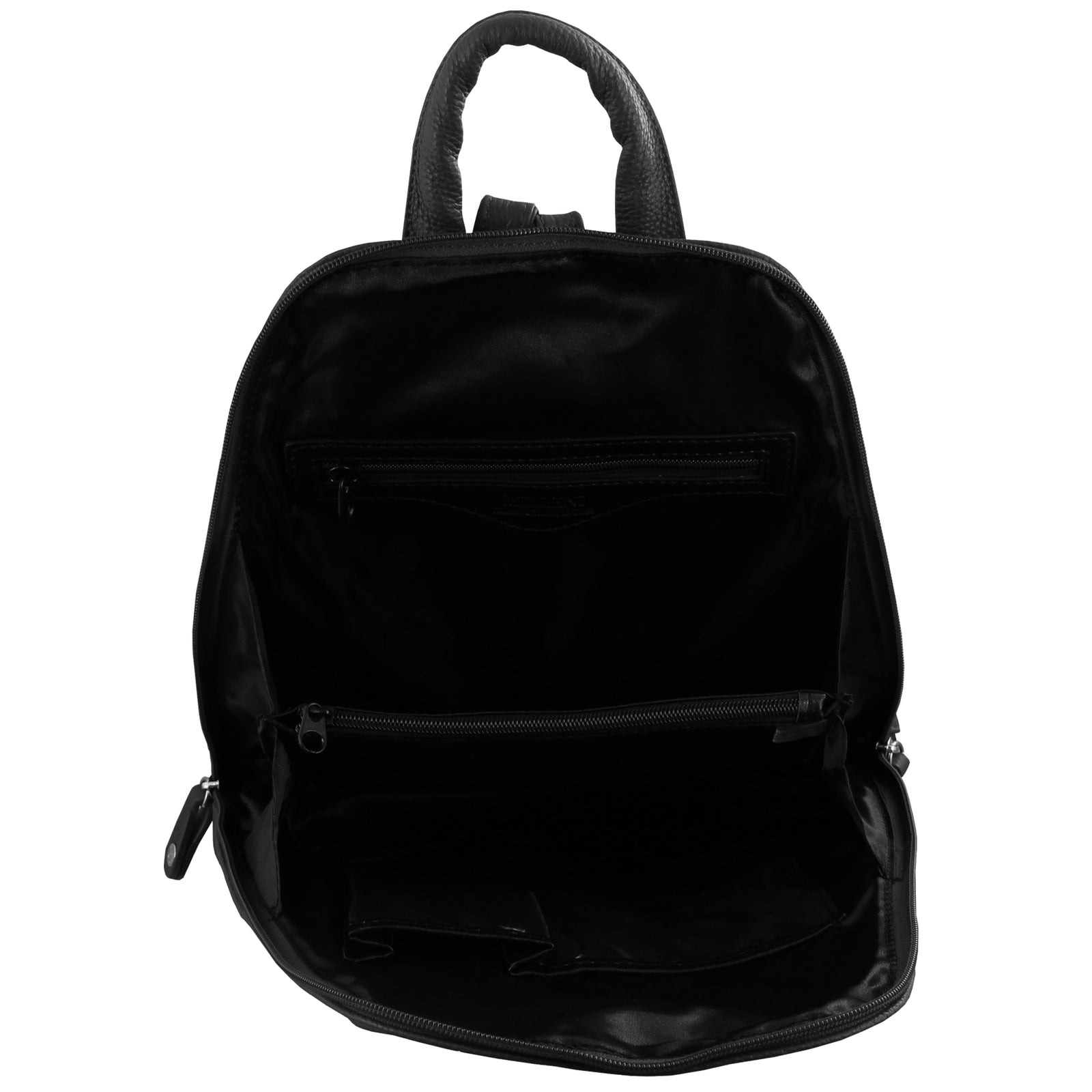 Milleni Womens Twin Zip Backpack Nappa Italian Leather Travel Bag - Black 4