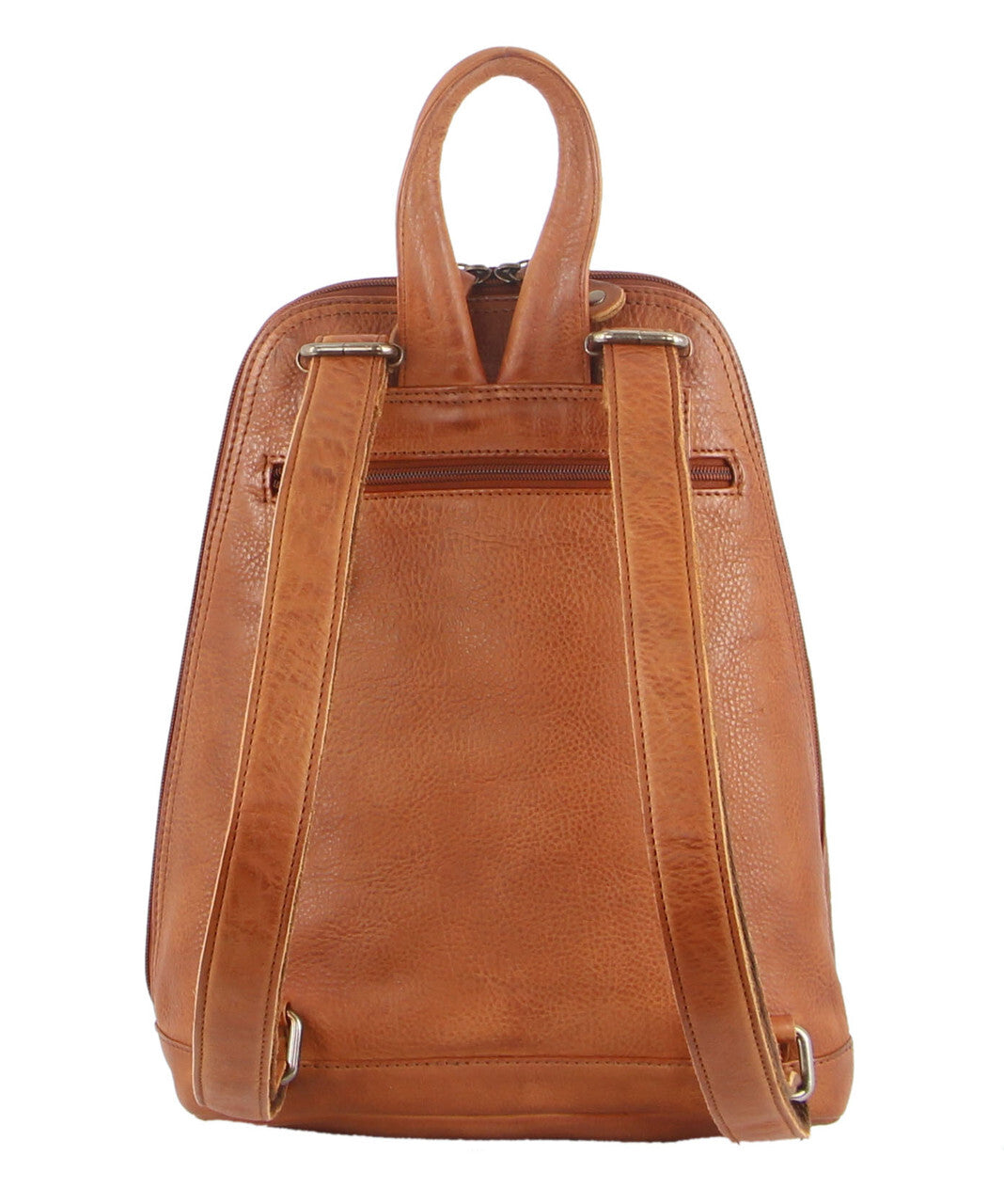 Milleni Genuine Italian Leather Soft Nappa Leather Backpack Bag Travel - Cognac 3