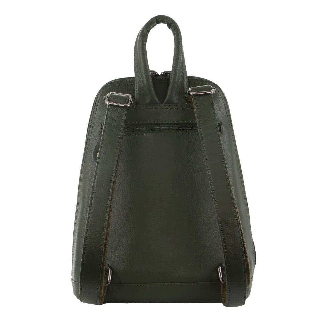 Milleni Womens Twin Zip Backpack Nappa Italian Leather Travel Bag - Grape Leaf 4