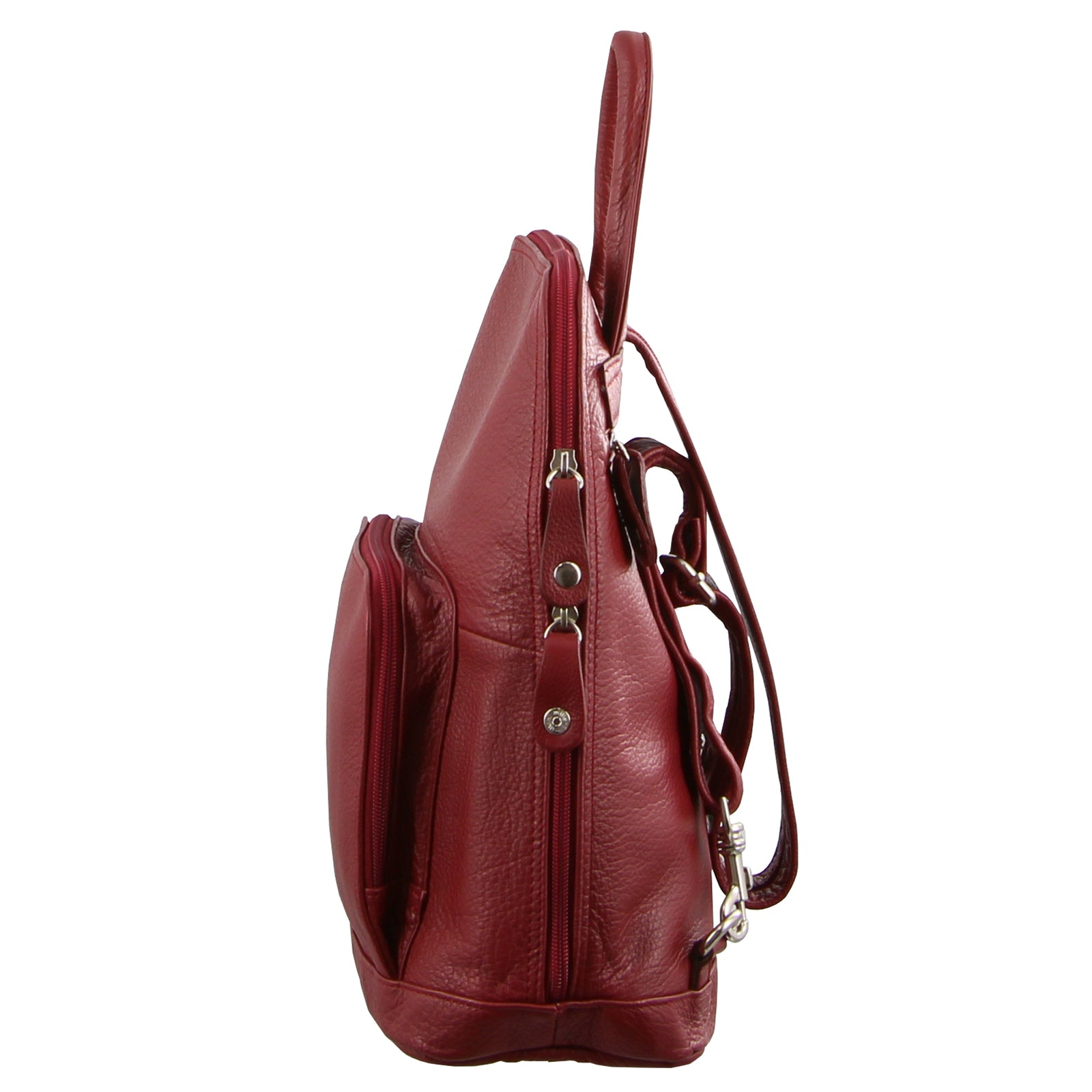 Milleni Womens Twin Zip Backpack Nappa Italian Leather Bag Travel - Red 3