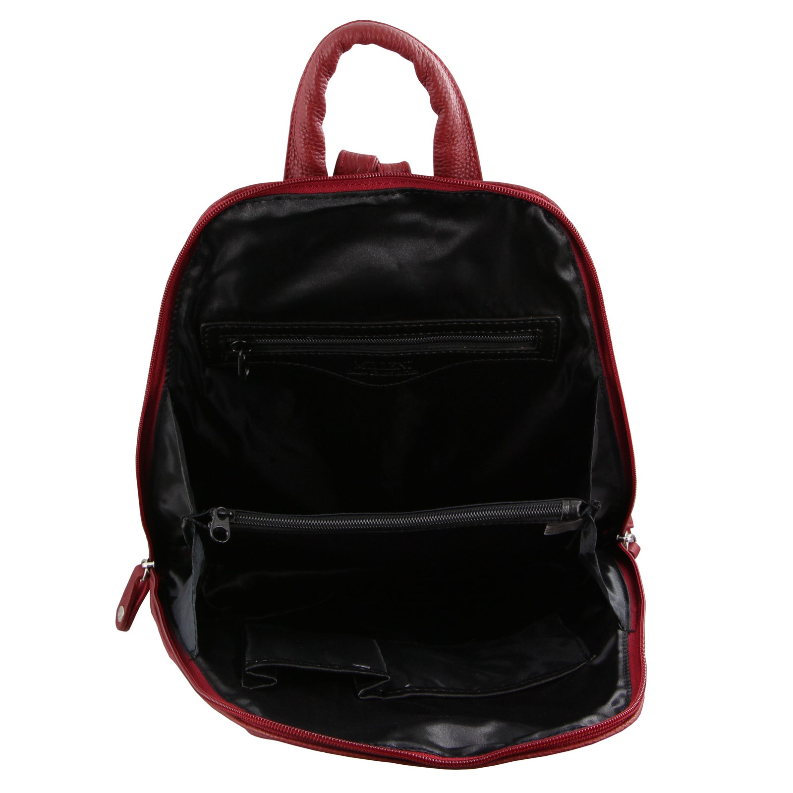 Milleni Womens Twin Zip Backpack Nappa Italian Leather Bag Travel - Red 5