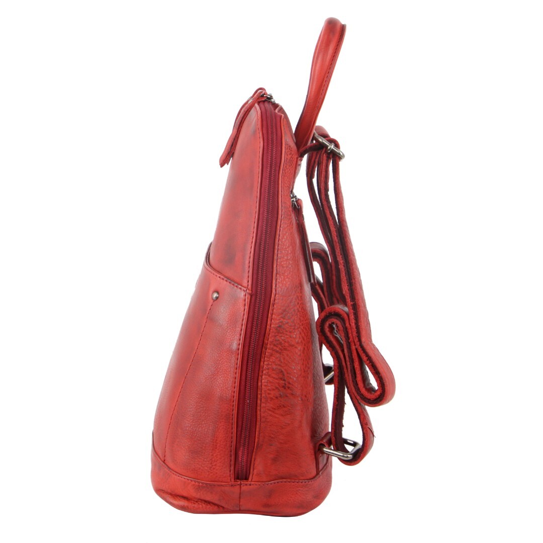 Milleni Genuine Italian Leather Soft Leather Backpack Travel Bag - Red 3