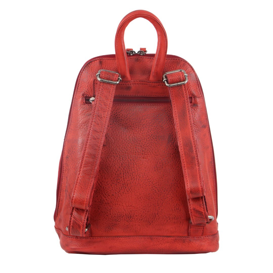 Milleni Genuine Italian Leather Soft Leather Backpack Travel Bag - Red 4