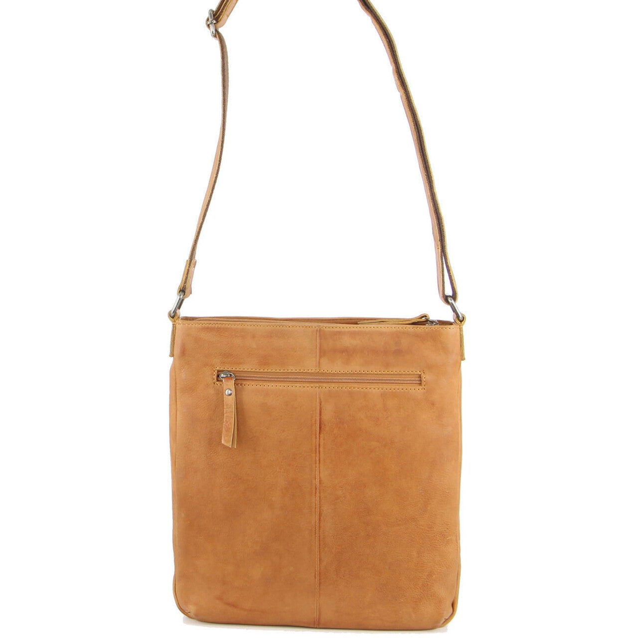 Milleni Womens Italian Leather Bag Soft Nappa Leather Cross-Body Travel - Caramel 4