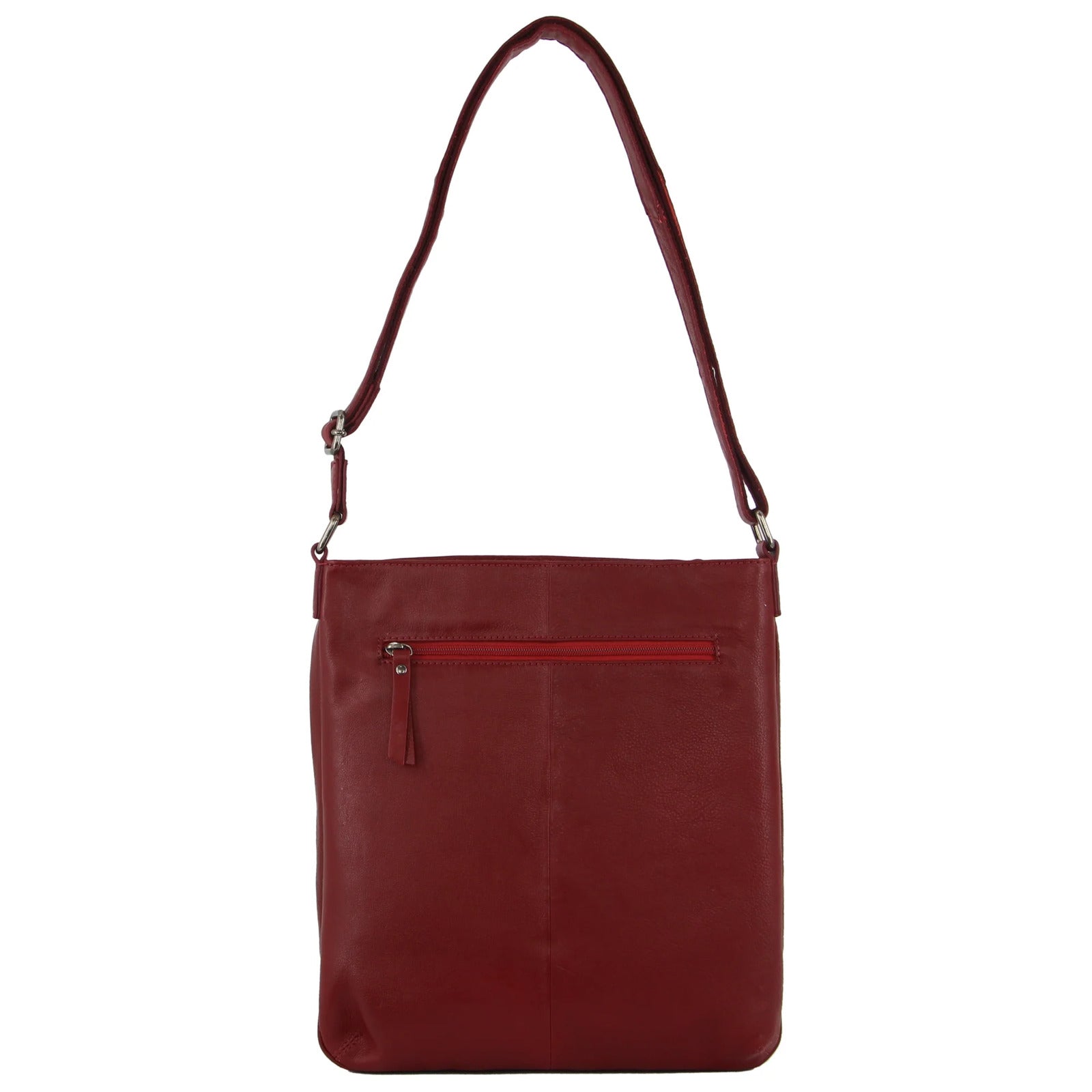Milleni Ladies Nappa Leather Zip Closure Cross Body Bag Travel - Red 3
