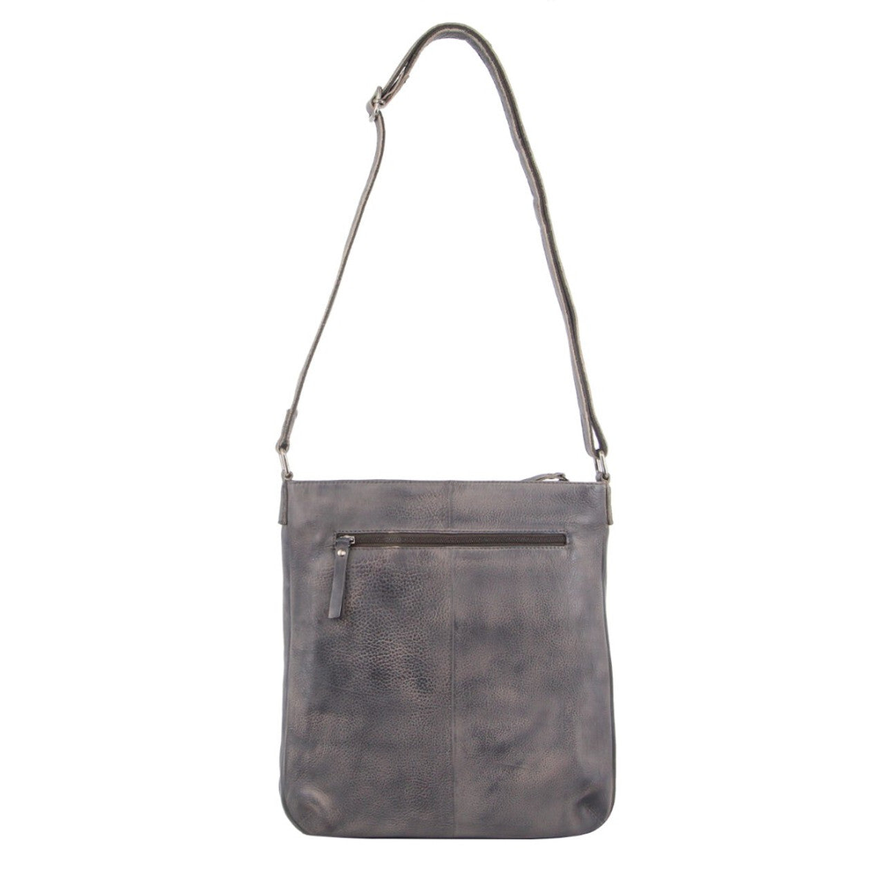 Milleni Ladies Nappa Leather Zip Closure Cross Body Bag Travel - Slate 4