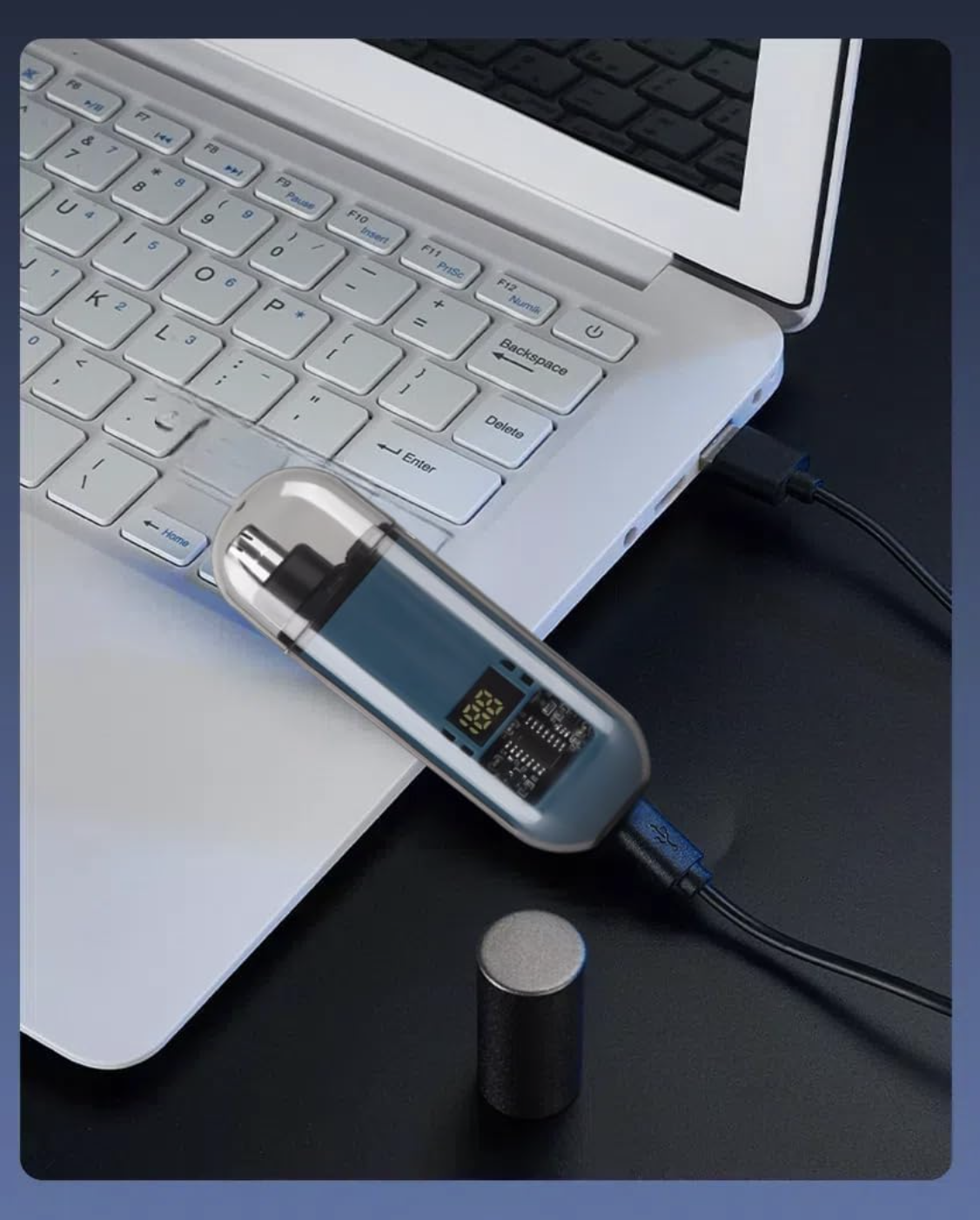 Handheld Portable Nose Hair Trimmer Rechargeable USB-C Clipper Shaver in Blue/Teal 3