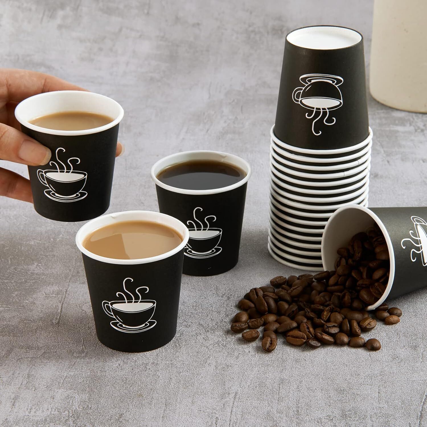 2880x Premium Paper Small Coffee Cups 2.5oz for Espresso Macchiato Piccolo Short Black - Black 4