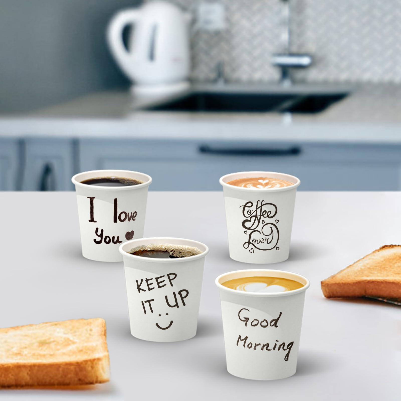 2400x 4oz Premium Small Paper Coffee Cups Espresso Macchiato Piccolo Short Black in White 3