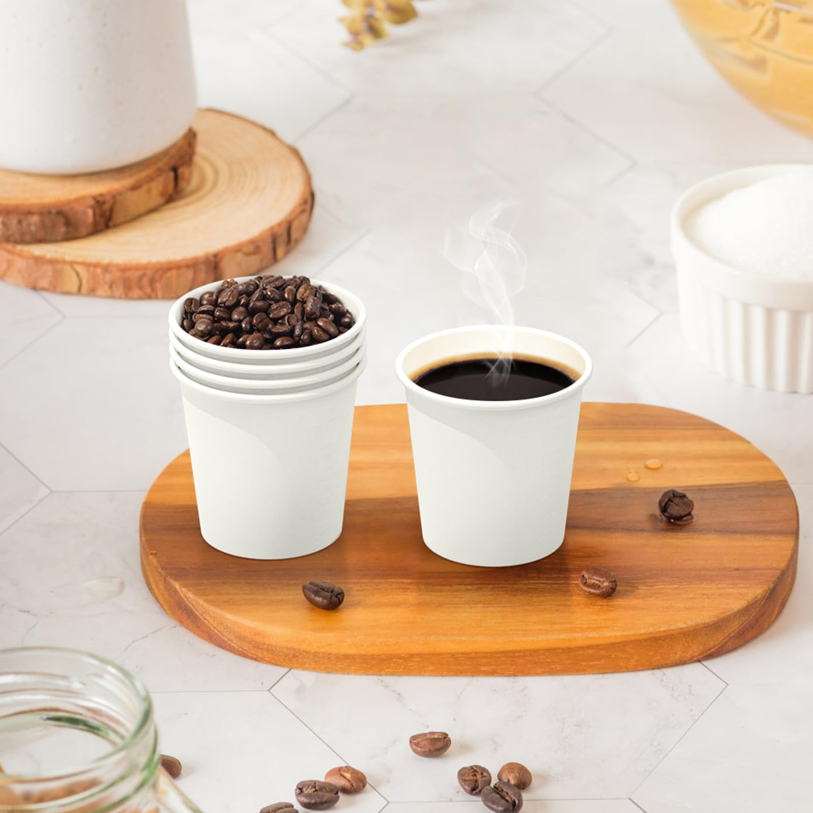 2400x 4oz Premium Small Paper Coffee Cups Espresso Macchiato Piccolo Short Black in White 8