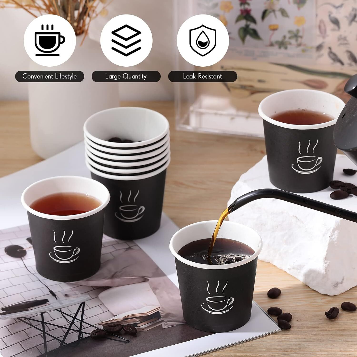 2400 Disposable Coffee Cups 4oz Extra Strong Takeaway Paper Take Away Bulk 6