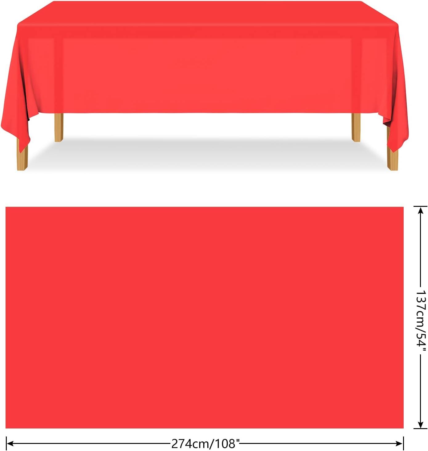 Table Cloth Cover Reusable & Washable Xmas Party 137cm x 274cm (54"x108") in Red 4