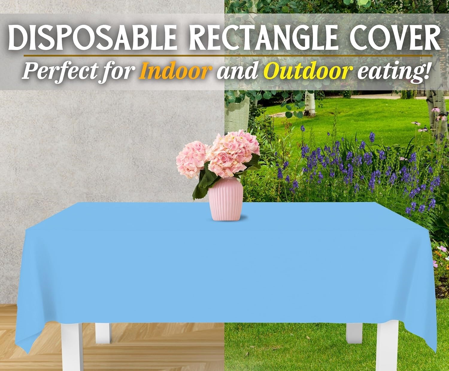 Table Cloth Cover Reusable & Washable Xmas Party 137cm x 274cm (54"x108") in Sky Blue 4