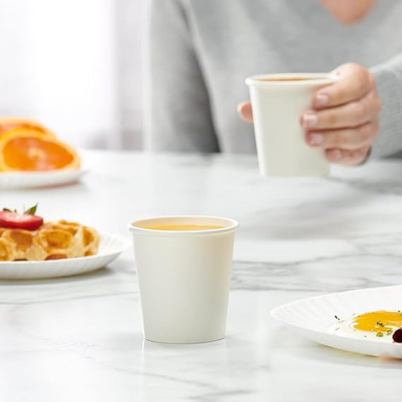 1000pcs 6oz Premium White Paper Coffee Takeaway Cups Bulk 4