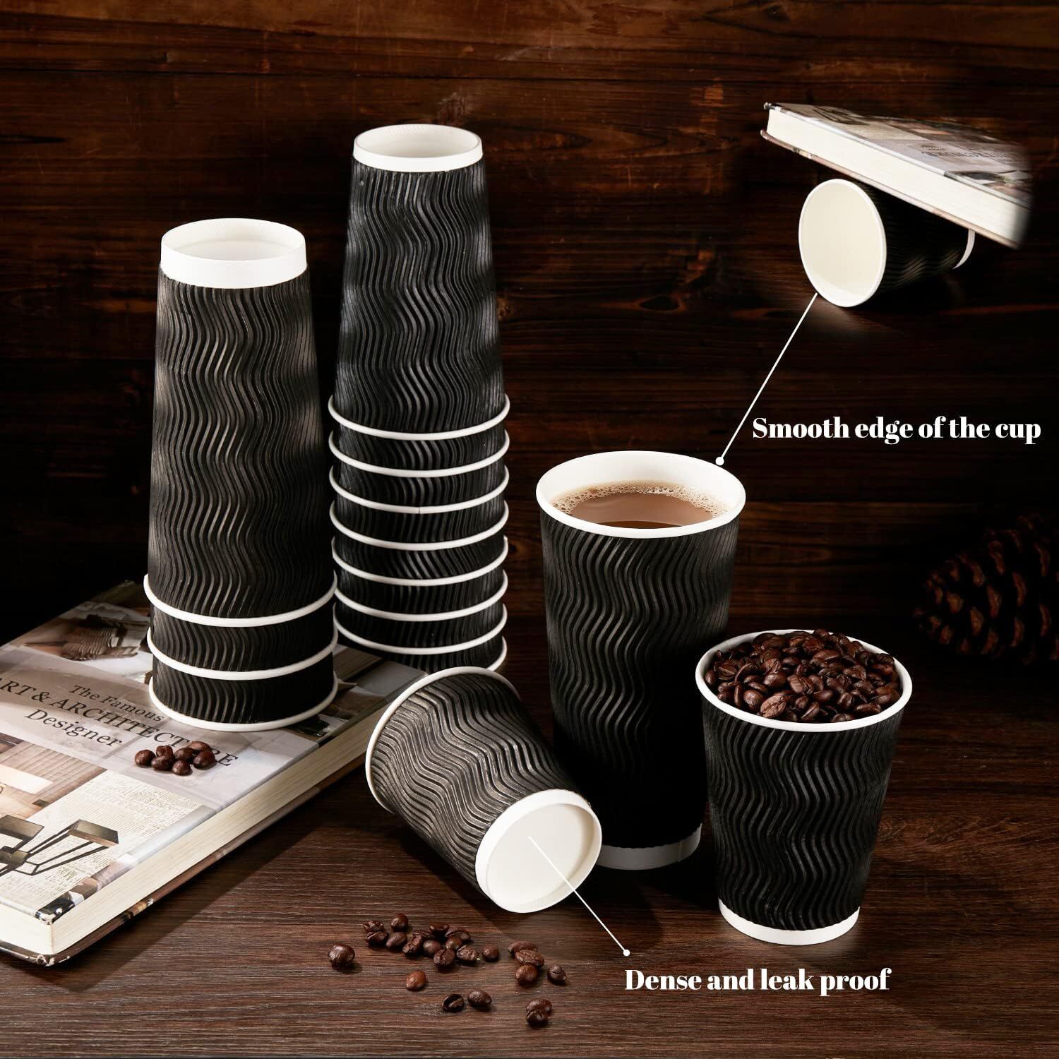 500 Triple Wall Paper Coffee Cups 8oz Takeaway Take Away Wax Free Bulk 3