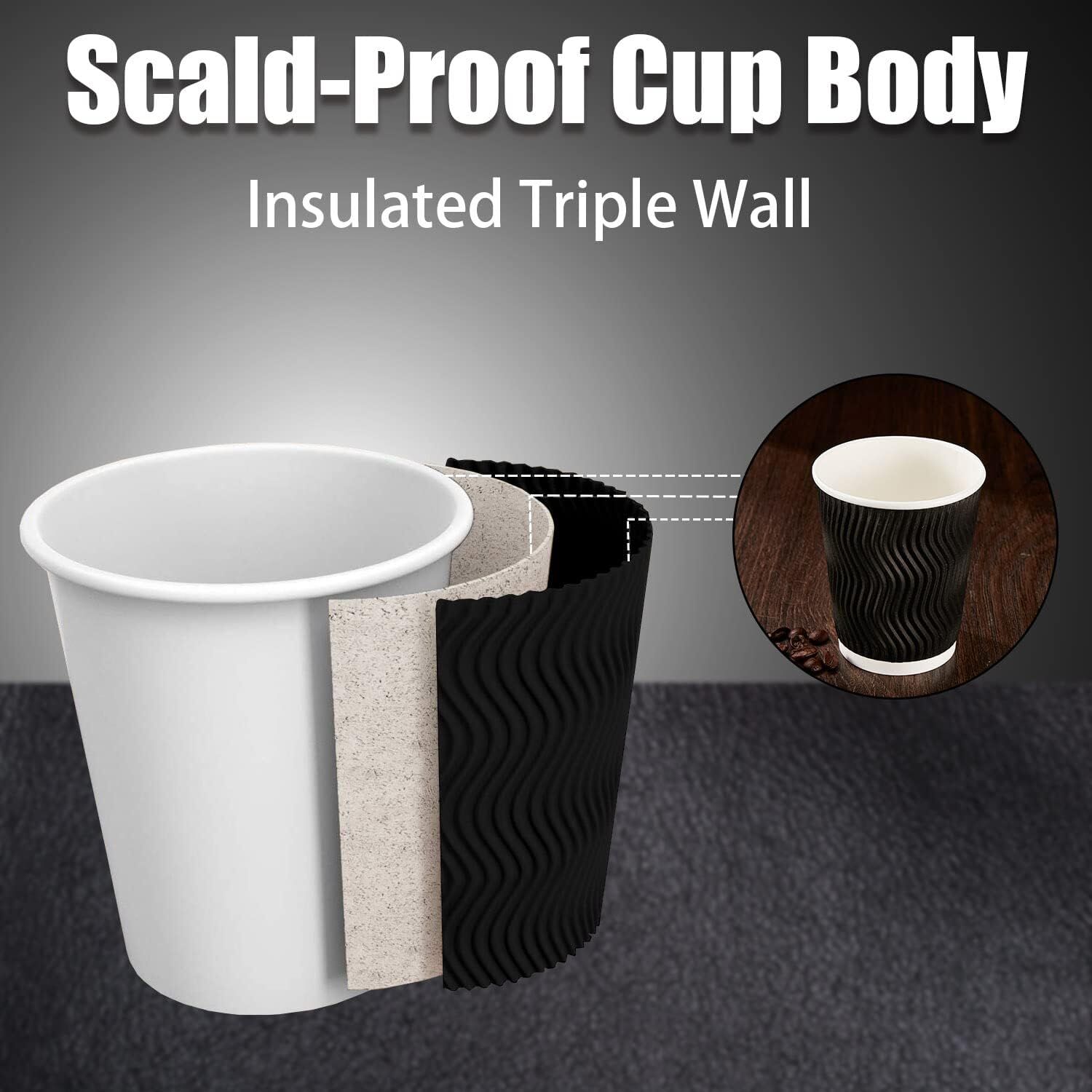 500 Triple Wall Paper Coffee Cups 8oz Takeaway Take Away Wax Free Bulk 4