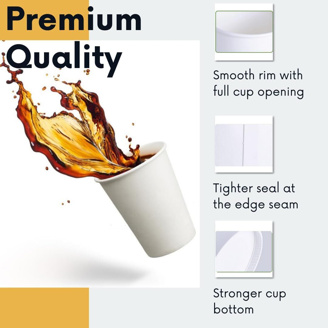 1200 White Disposable Coffee Cups 8oz Extra Strong Takeaway Paper Take Away Bulk 3