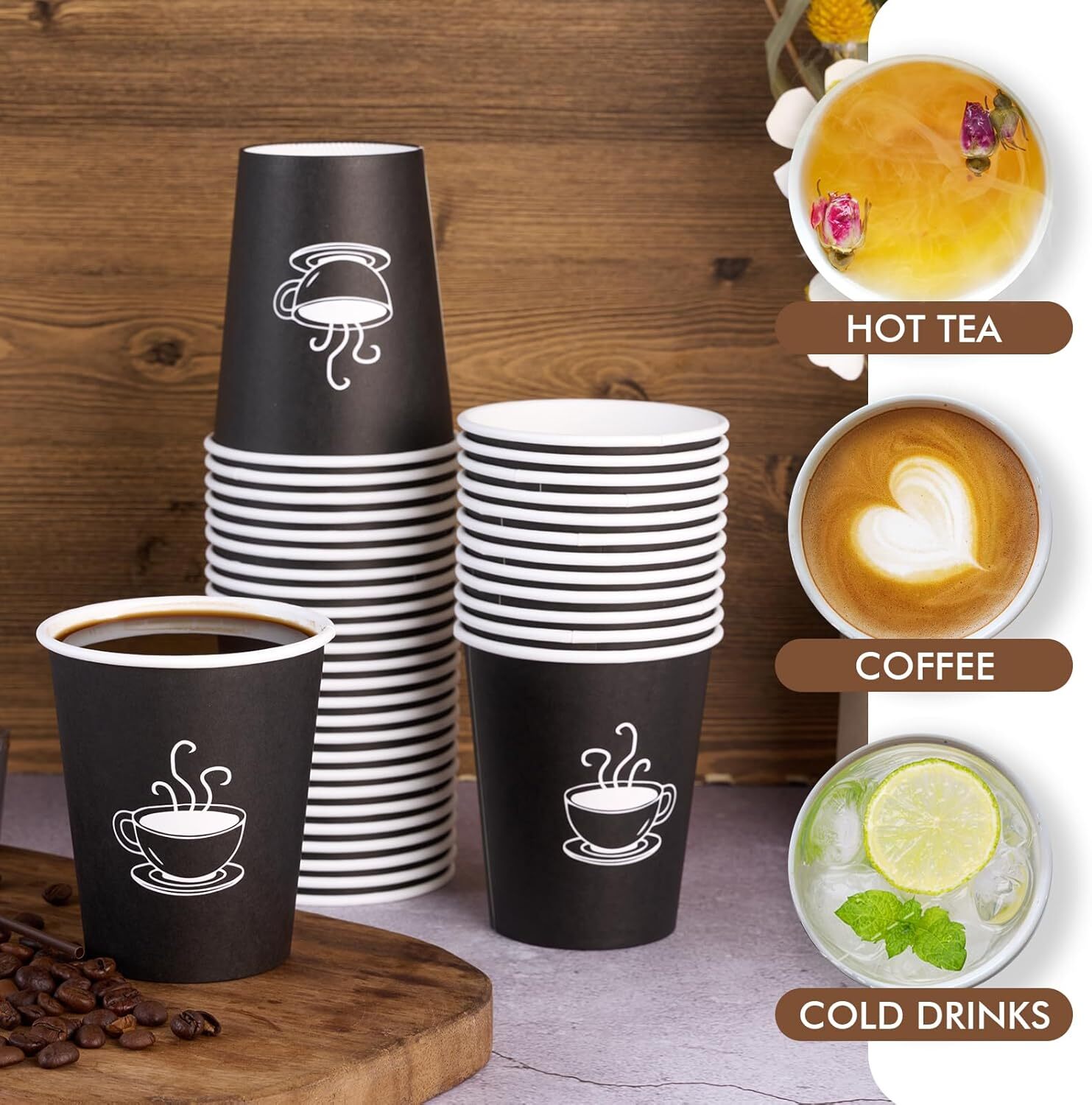 540x Disposable Coffee Cups with Lids 8oz Strong Takeaway Paper Take Away Bulk 5