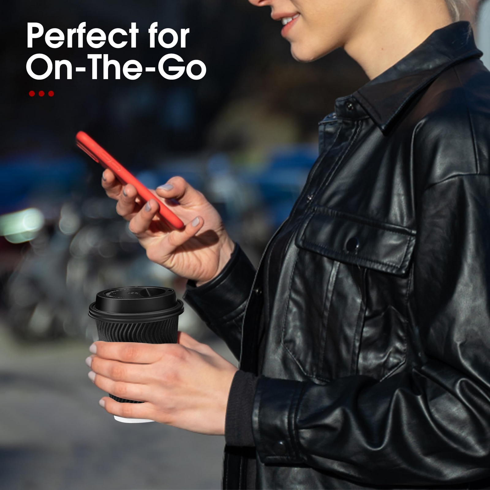 360x Triple Wall Paper Coffee Cups w/Lids (12oz) Disposable Takeaway Bulk in Black 3