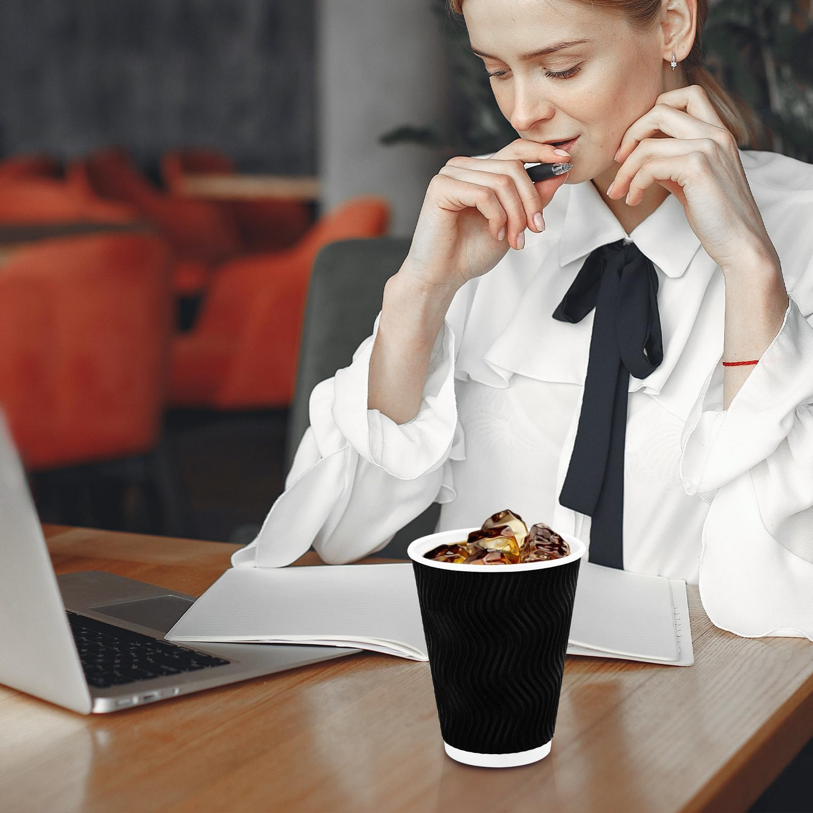 500x Triple Wall Coffee Cups (12oz) Disposable Takeaway BPA Free Paper Bulk in Black 8